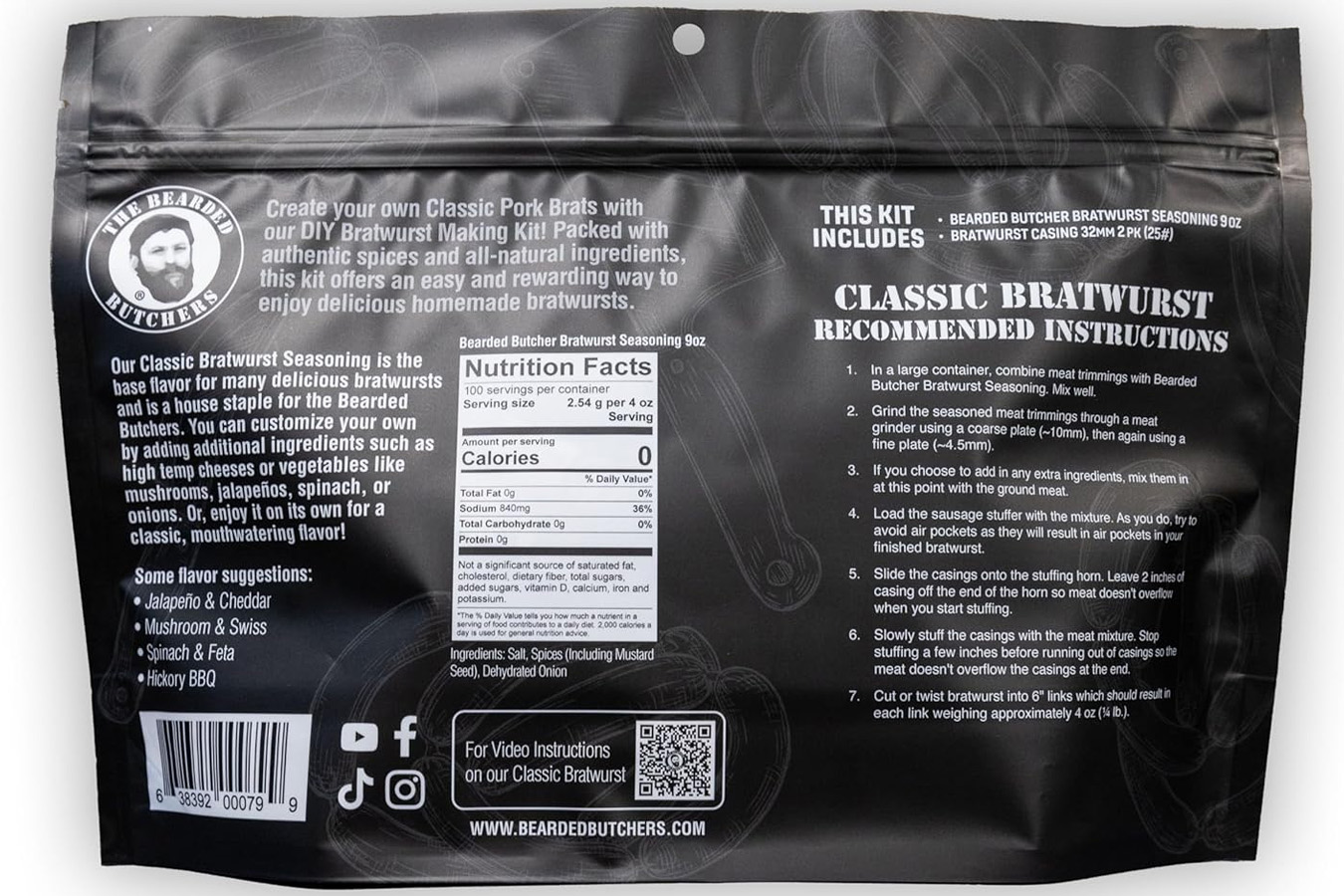 Bearded Butcher 25Lbs Classic Bratwurst DIY Kit